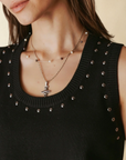 NANCY STUDDED KNIT TANK